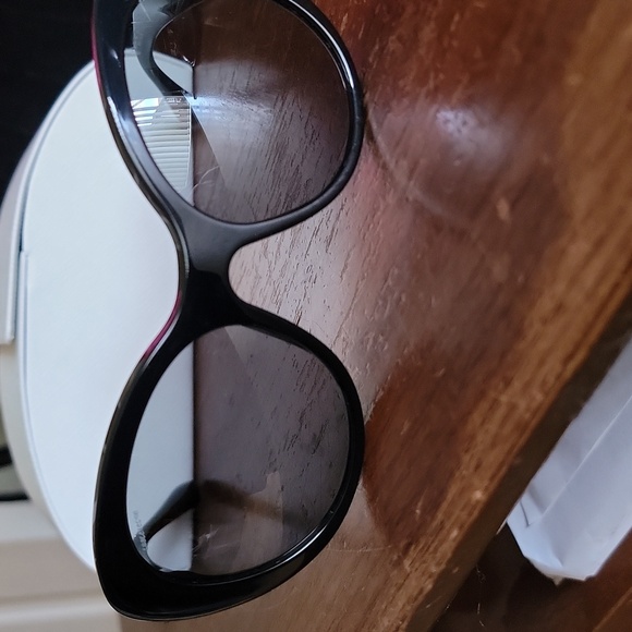 Prada Women's Black Oval Sunglasses With Black Jeweled Arms - Picture 2 of 16